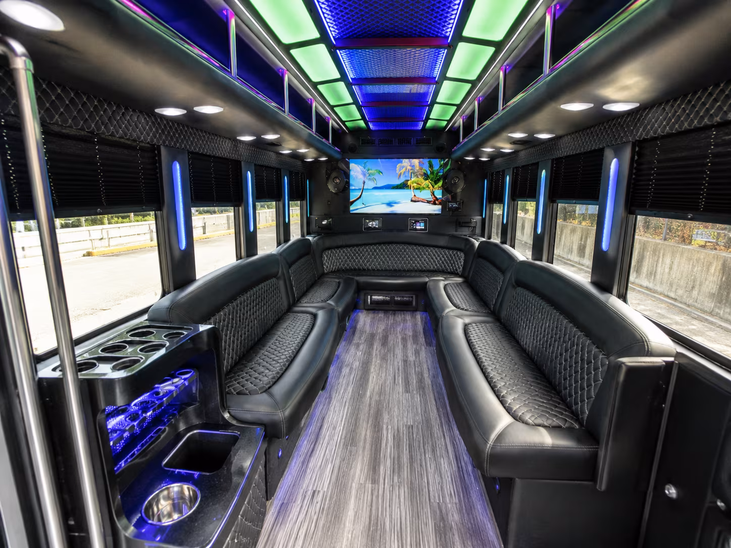 bountiful 18 passenger party bus inside