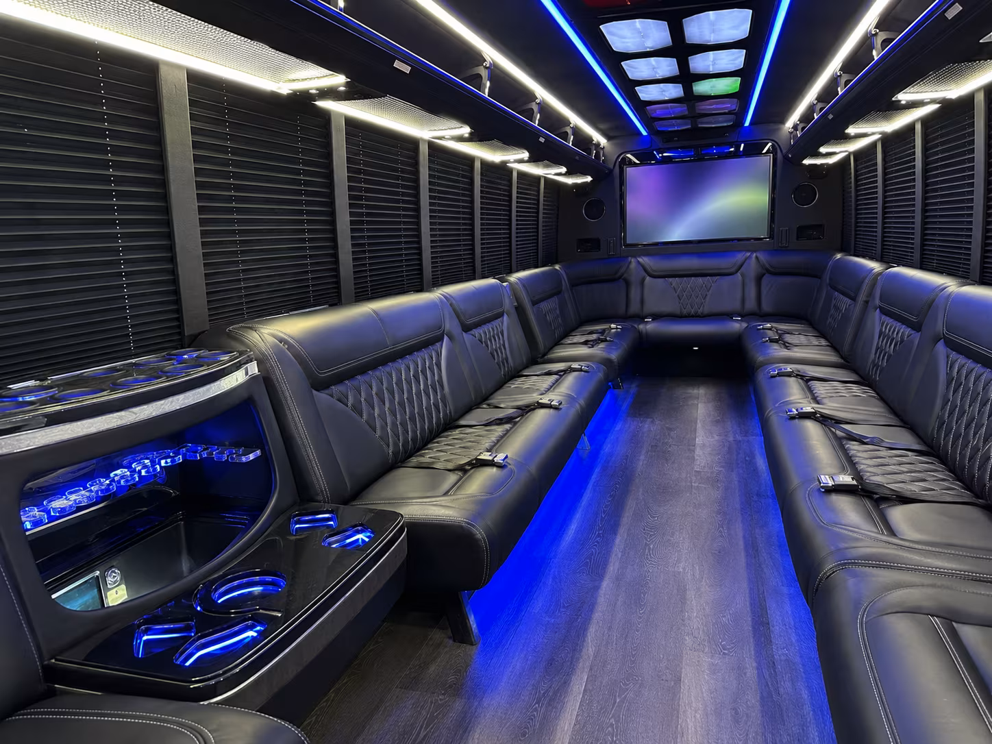 bountiful 20 passenger party bus inside
