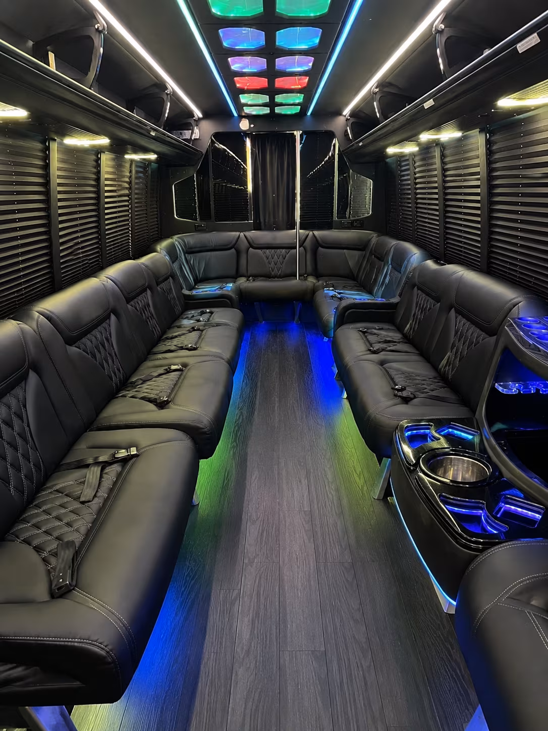 bountiful 20 passenger party bus interior