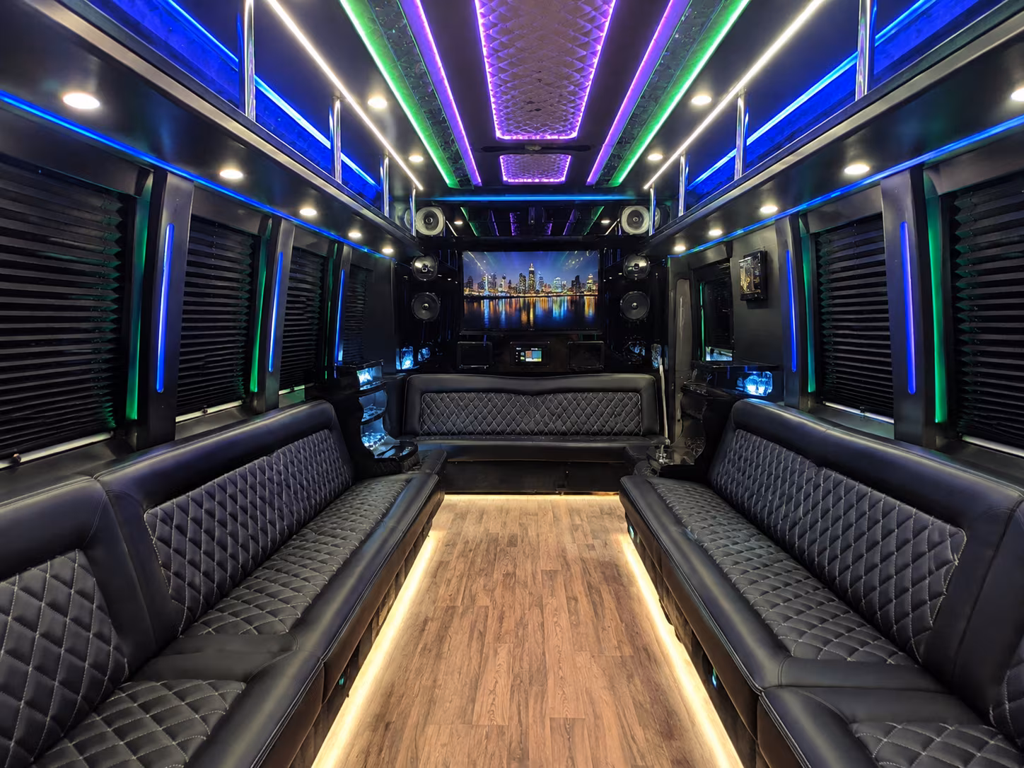 bountiful 25 passenger party bus interior