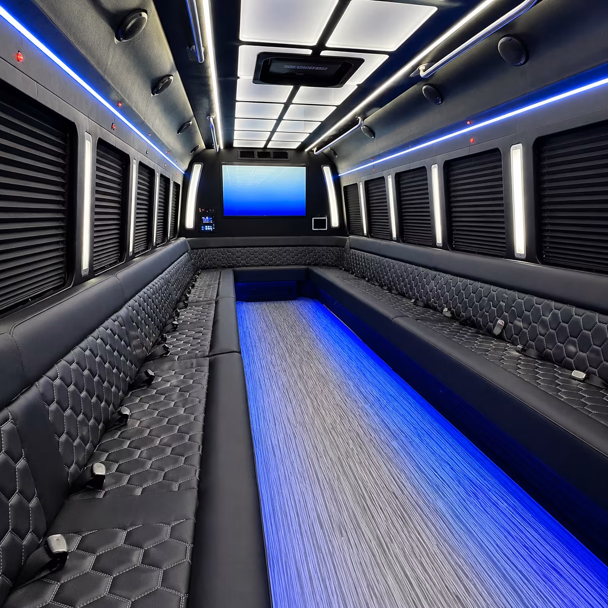 bountiful 50 passenger party bus inside