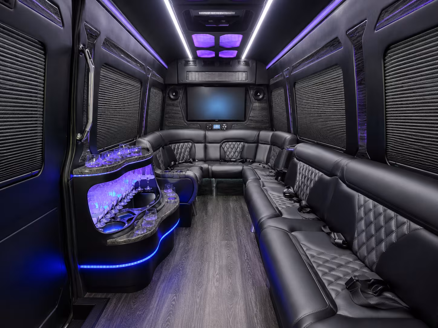 bountiful 50 passenger party bus interior