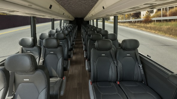 Interior of Charter Bus Company Bountiful's 18 Passenger Minibus in Bountiful