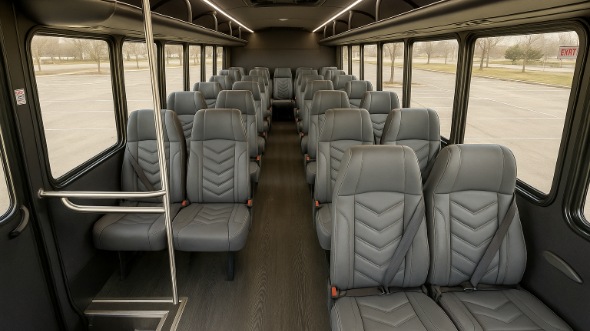 Interior of Charter Bus Company Bountiful's 35 Passenger Minibus in Bountiful