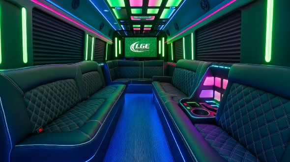 Interior of Charter Bus Company Bountiful's Party Bus in Bountiful