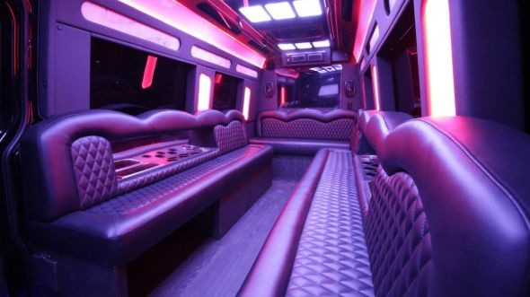 Interior of Charter Bus Company Bountiful's Sprinter Limo in Bountiful
