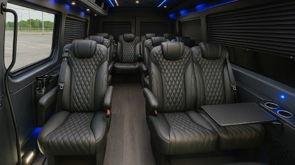 Interior of Charter Bus Company Bountiful's Sprinter Van Rental With Driver in Bountiful